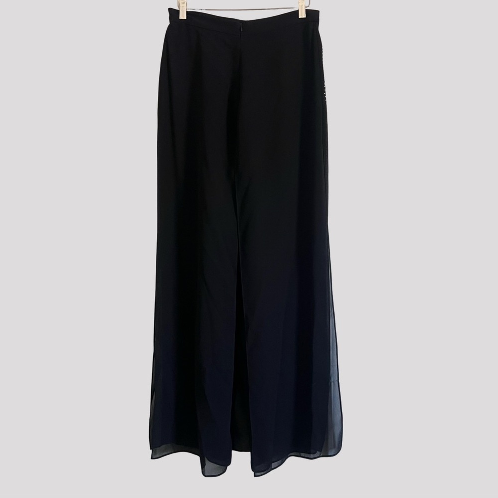 Vintage Betsy & Adam 2 Piece Set Semi-Sheer Wide Leg Flare Rhinestone Details - Picture 11 of 15